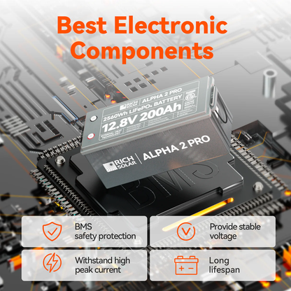 Rich Solar - Alpha 2 Pro| 12V 200Ah LifePO4 Battery