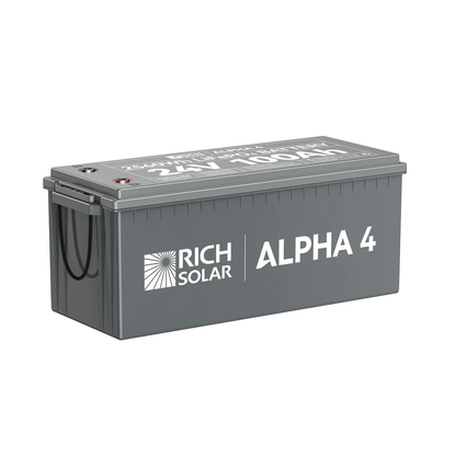 RICH SOLAR - ALPHA 4 | 24V 100Ah LiFePO4 Battery | Powerful 24V Lithium Battery for RVs, Trailers, Vans, Boats, Off-Grid | 5,000 Lifetime Cycles | Bluetooth and Internal Heat Technology