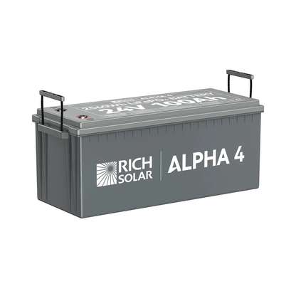 RICH SOLAR - ALPHA 4 | 24V 100Ah LiFePO4 Battery | Powerful 24V Lithium Battery for RVs, Trailers, Vans, Boats, Off-Grid | 5,000 Lifetime Cycles | Bluetooth and Internal Heat Technology