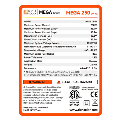 Rich Solar - Mega 250 | 12V 250 Watt Solar Panel