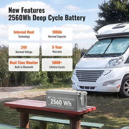 RICH SOLAR - ALPHA 4 | 24V 100Ah LiFePO4 Battery | Powerful 24V Lithium Battery for RVs, Trailers, Vans, Boats, Off-Grid | 5,000 Lifetime Cycles | Bluetooth and Internal Heat Technology